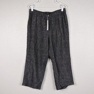 Eileen Fisher Black Linen Pull On Crop Pants